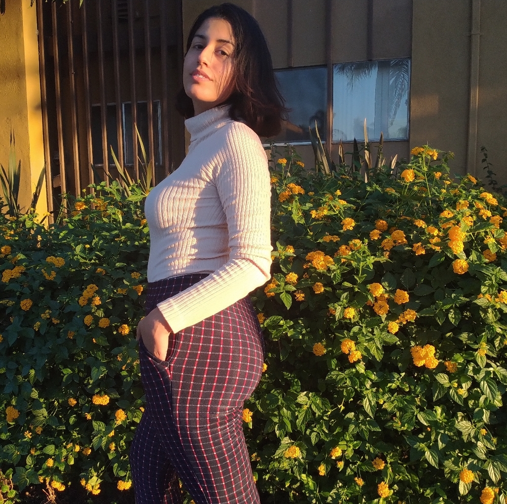 Plaid leggings with fleece